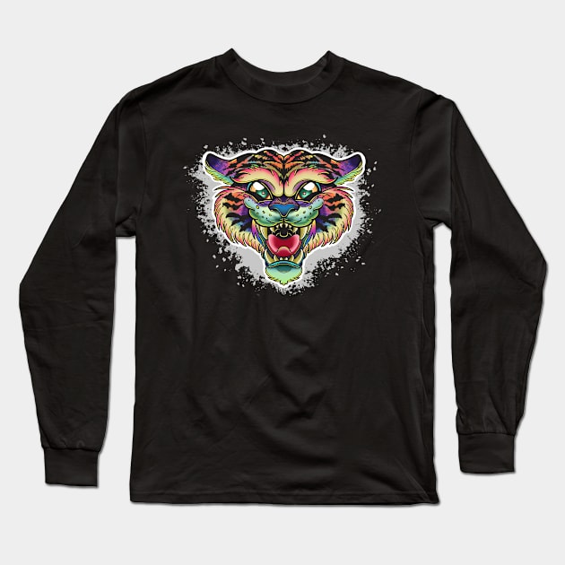 Technicolor Tiger Long Sleeve T-Shirt by InkyMcStapleface